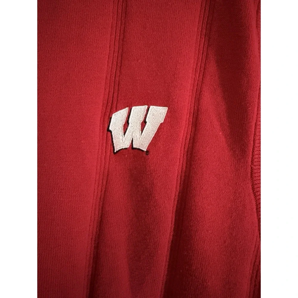 Adidas University of Wisconsin Badgers Men's 2XL Red Knit Sweater Vest Vtg